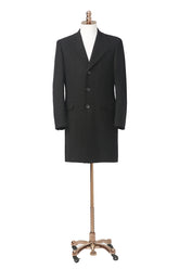 Men's Black Classic Polo Style Trench Coat Made to Measure
